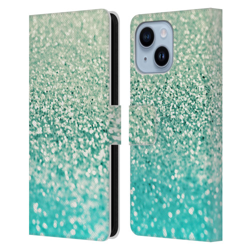 Monika Strigel Glitter Collection Mint Leather Book Wallet Case Cover For Apple iPhone 14 Plus