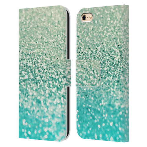 Monika Strigel Glitter Collection Mint Leather Book Wallet Case Cover For Apple iPhone 6 / iPhone 6s