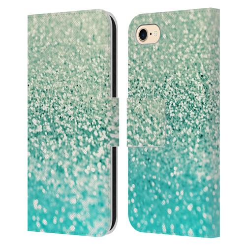 Monika Strigel Glitter Collection Mint Leather Book Wallet Case Cover For Apple iPhone 7 / 8 / SE 2020 & 2022