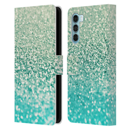 Monika Strigel Glitter Collection Mint Leather Book Wallet Case Cover For Motorola Edge S30 / Moto G200 5G