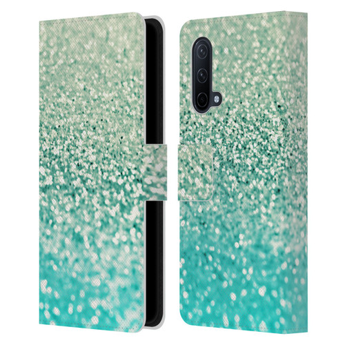 Monika Strigel Glitter Collection Mint Leather Book Wallet Case Cover For OnePlus Nord CE 5G