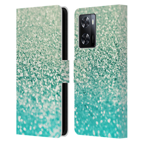 Monika Strigel Glitter Collection Mint Leather Book Wallet Case Cover For OPPO A57s