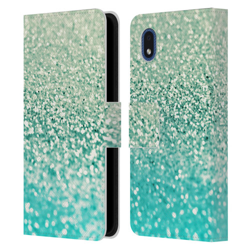 Monika Strigel Glitter Collection Mint Leather Book Wallet Case Cover For Samsung Galaxy A01 Core (2020)