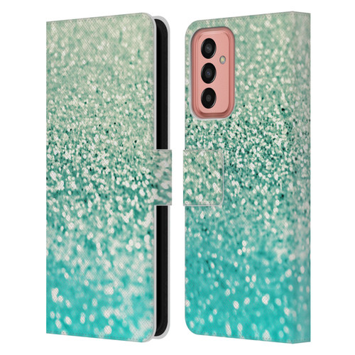 Monika Strigel Glitter Collection Mint Leather Book Wallet Case Cover For Samsung Galaxy M13 (2022)