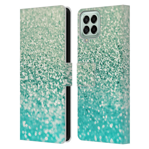 Monika Strigel Glitter Collection Mint Leather Book Wallet Case Cover For Samsung Galaxy M33 (2022)