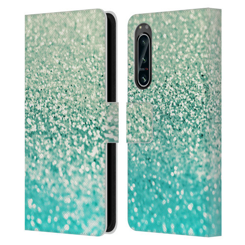 Monika Strigel Glitter Collection Mint Leather Book Wallet Case Cover For Sony Xperia 5 IV