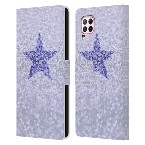 Monika Strigel Glitter Star Pastel Lilac Leather Book Wallet Case Cover For Huawei Nova 6 SE / P40 Lite