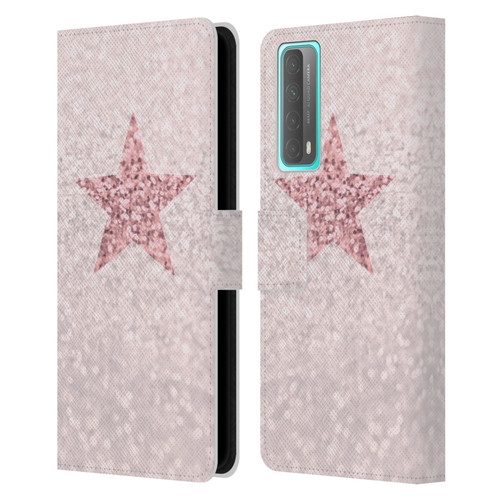 Monika Strigel Glitter Star Pastel Rose Pink Leather Book Wallet Case Cover For Huawei P Smart (2021)