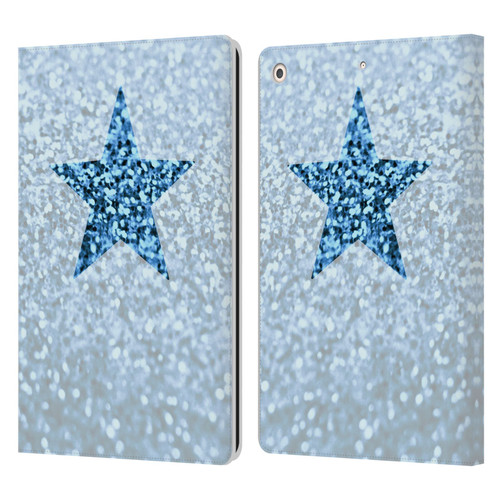 Monika Strigel Glitter Star Pastel Rainy Blue Leather Book Wallet Case Cover For Apple iPad 10.2 2019/2020/2021