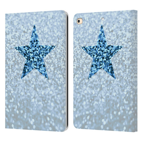 Monika Strigel Glitter Star Pastel Rainy Blue Leather Book Wallet Case Cover For Apple iPad 9.7 2017 / iPad 9.7 2018