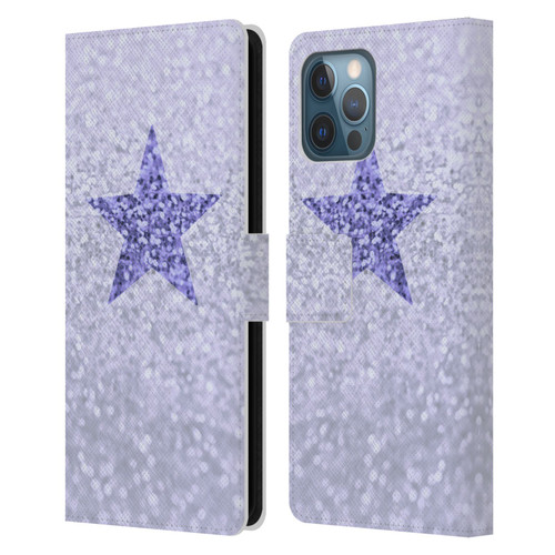 Monika Strigel Glitter Star Pastel Lilac Leather Book Wallet Case Cover For Apple iPhone 12 Pro Max