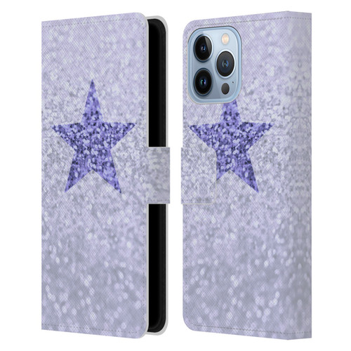 Monika Strigel Glitter Star Pastel Lilac Leather Book Wallet Case Cover For Apple iPhone 13 Pro Max