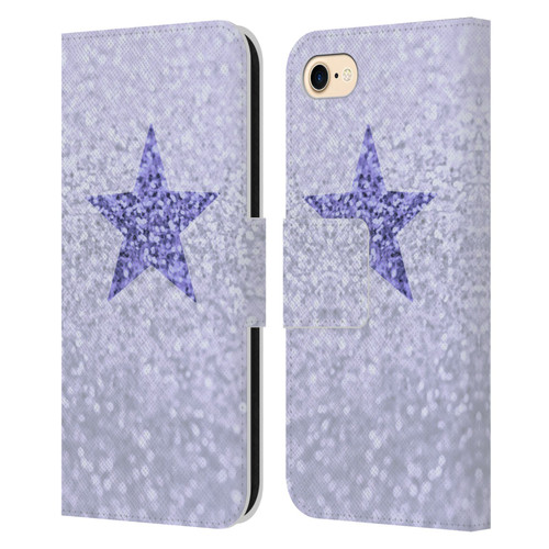 Monika Strigel Glitter Star Pastel Lilac Leather Book Wallet Case Cover For Apple iPhone 7 / 8 / SE 2020 & 2022