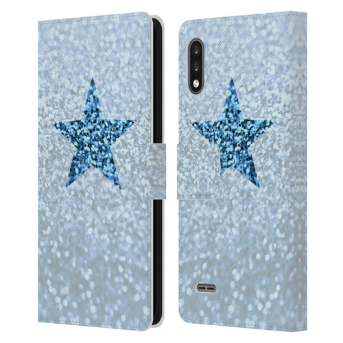Monika Strigel Glitter Star Pastel Rainy Blue Leather Book Wallet Case Cover For LG K22