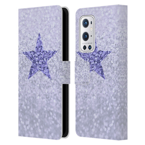 Monika Strigel Glitter Star Pastel Lilac Leather Book Wallet Case Cover For OnePlus 9 Pro