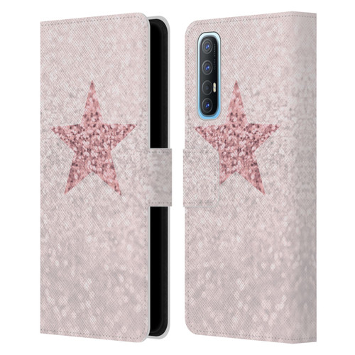 Monika Strigel Glitter Star Pastel Rose Pink Leather Book Wallet Case Cover For OPPO Find X2 Neo 5G