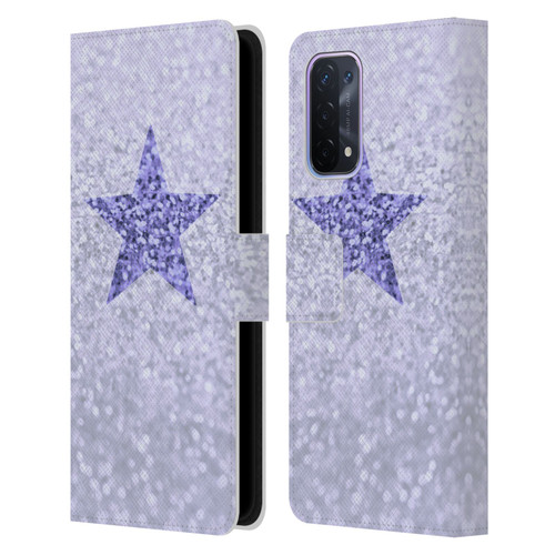 Monika Strigel Glitter Star Pastel Lilac Leather Book Wallet Case Cover For OPPO A54 5G