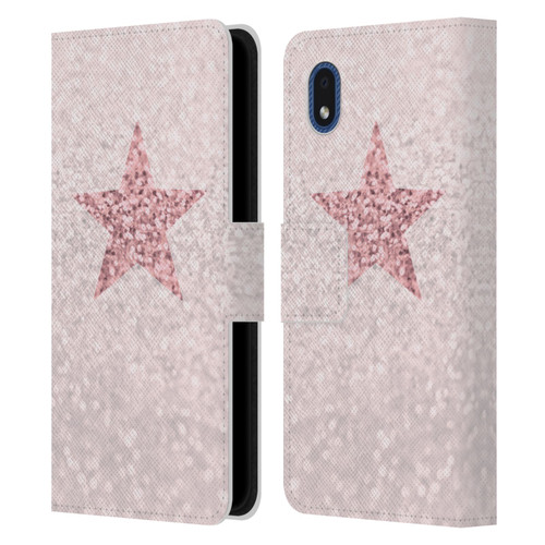 Monika Strigel Glitter Star Pastel Rose Pink Leather Book Wallet Case Cover For Samsung Galaxy A01 Core (2020)