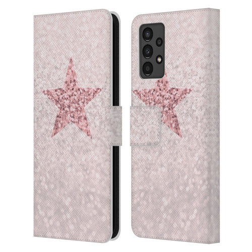 Monika Strigel Glitter Star Pastel Rose Pink Leather Book Wallet Case Cover For Samsung Galaxy A13 (2022)