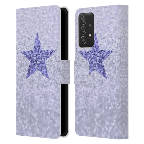 Monika Strigel Glitter Star Pastel Lilac Leather Book Wallet Case Cover For Samsung Galaxy A53 5G (2022)