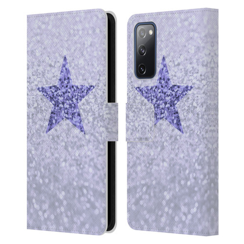 Monika Strigel Glitter Star Pastel Lilac Leather Book Wallet Case Cover For Samsung Galaxy S20 FE / 5G