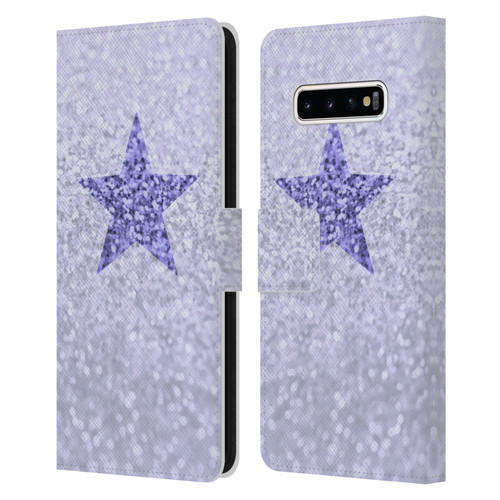 Monika Strigel Glitter Star Pastel Lilac Leather Book Wallet Case Cover For Samsung Galaxy S10+ / S10 Plus