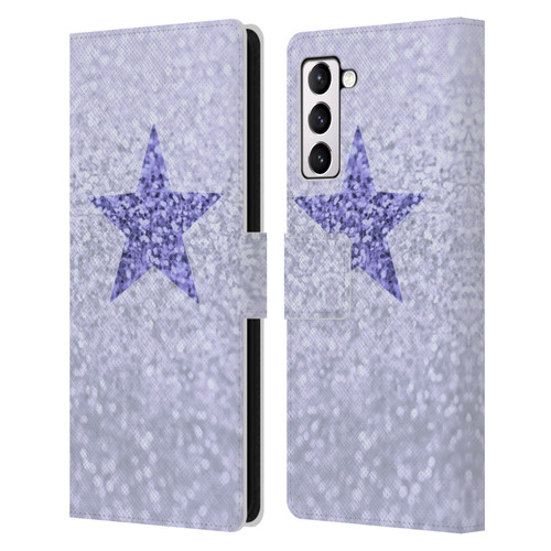 Monika Strigel Glitter Star Pastel Lilac Leather Book Wallet Case Cover For Samsung Galaxy S21+ 5G