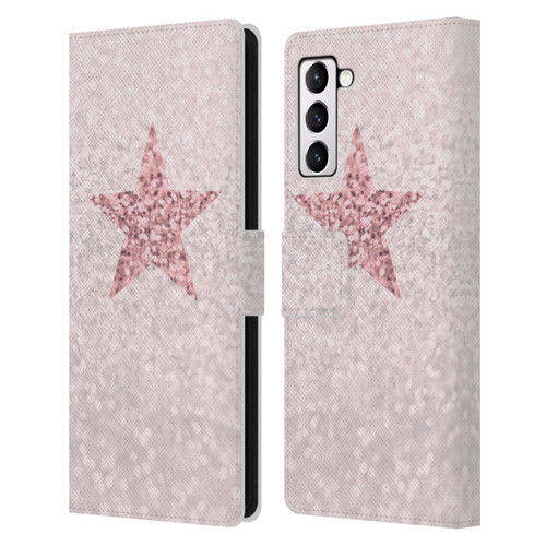 Monika Strigel Glitter Star Pastel Rose Pink Leather Book Wallet Case Cover For Samsung Galaxy S21+ 5G