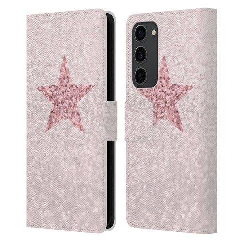 Monika Strigel Glitter Star Pastel Rose Pink Leather Book Wallet Case Cover For Samsung Galaxy S23+ 5G