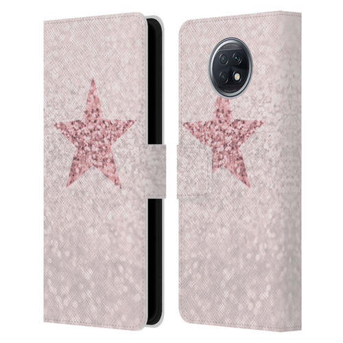 Monika Strigel Glitter Star Pastel Rose Pink Leather Book Wallet Case Cover For Xiaomi Redmi Note 9T 5G