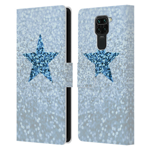 Monika Strigel Glitter Star Pastel Rainy Blue Leather Book Wallet Case Cover For Xiaomi Redmi Note 9 / Redmi 10X 4G