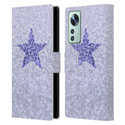 Monika Strigel Glitter Star Pastel Lilac Leather Book Wallet Case Cover For Xiaomi 12