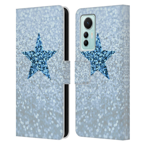 Monika Strigel Glitter Star Pastel Rainy Blue Leather Book Wallet Case Cover For Xiaomi 12 Lite