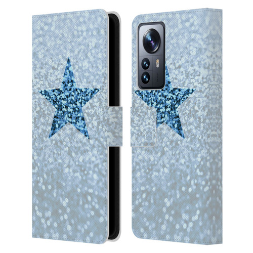 Monika Strigel Glitter Star Pastel Rainy Blue Leather Book Wallet Case Cover For Xiaomi 12 Pro