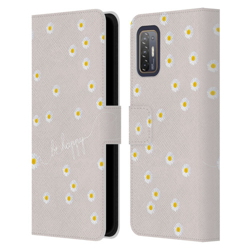 Monika Strigel Happy Daisy Nude Leather Book Wallet Case Cover For HTC Desire 21 Pro 5G