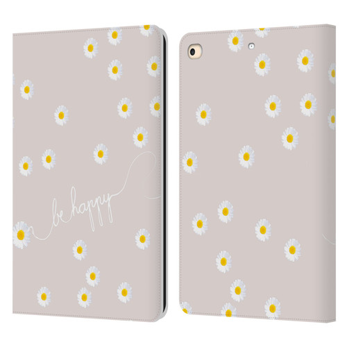 Monika Strigel Happy Daisy Nude Leather Book Wallet Case Cover For Apple iPad 9.7 2017 / iPad 9.7 2018