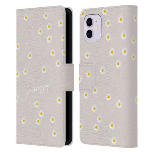 Monika Strigel Happy Daisy Nude Leather Book Wallet Case Cover For Apple iPhone 11