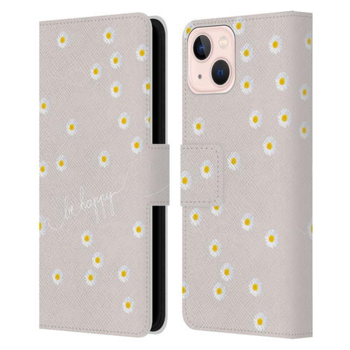 Monika Strigel Happy Daisy Nude Leather Book Wallet Case Cover For Apple iPhone 13