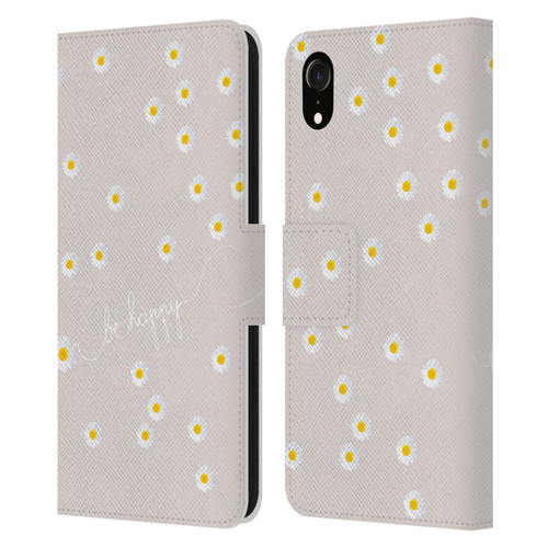 Monika Strigel Happy Daisy Nude Leather Book Wallet Case Cover For Apple iPhone XR