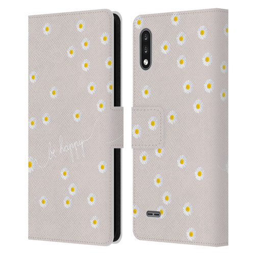 Monika Strigel Happy Daisy Nude Leather Book Wallet Case Cover For LG K22