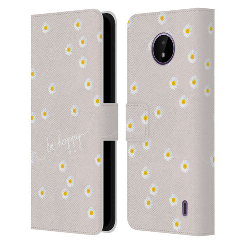 Monika Strigel Happy Daisy Nude Leather Book Wallet Case Cover For Nokia C10 / C20