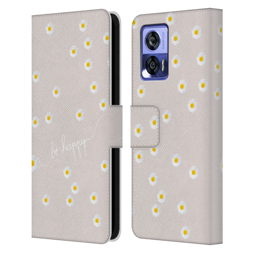 Monika Strigel Happy Daisy Nude Leather Book Wallet Case Cover For Motorola Edge 30 Neo 5G