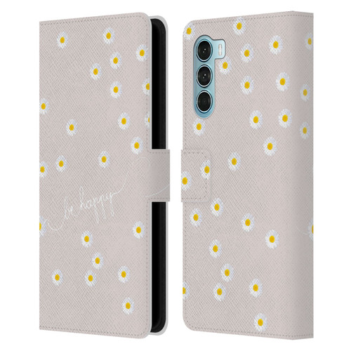 Monika Strigel Happy Daisy Nude Leather Book Wallet Case Cover For Motorola Edge S30 / Moto G200 5G