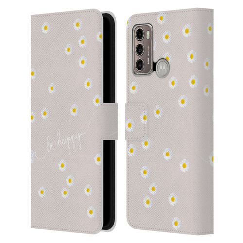 Monika Strigel Happy Daisy Nude Leather Book Wallet Case Cover For Motorola Moto G60 / Moto G40 Fusion