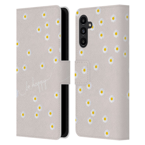Monika Strigel Happy Daisy Nude Leather Book Wallet Case Cover For Samsung Galaxy A13 5G (2021)