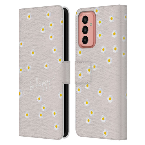 Monika Strigel Happy Daisy Nude Leather Book Wallet Case Cover For Samsung Galaxy M13 (2022)