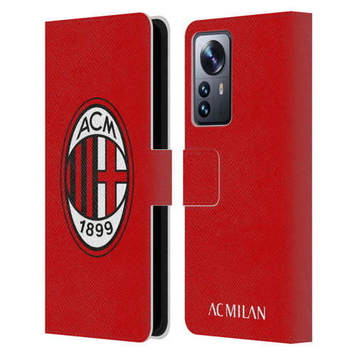 AC Milan Crest Full Colour Red Leather Book Wallet Case Cover For Xiaomi 12 Pro