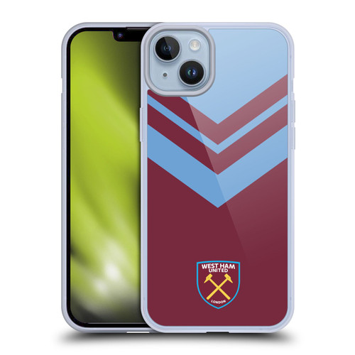West Ham United FC Crest Graphics Arrowhead Lines Soft Gel Case for Apple iPhone 14 Plus