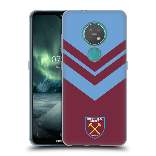 West Ham United FC Crest Graphics Arrowhead Lines Soft Gel Case for Nokia 6.2 / 7.2