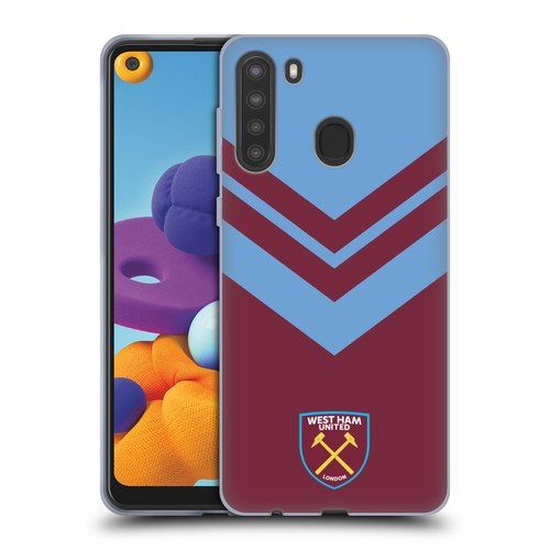 West Ham United FC Crest Graphics Arrowhead Lines Soft Gel Case for Samsung Galaxy A21 (2020)
